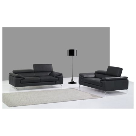 J&M Furniture A973 Italian Leather Sofa in Black
