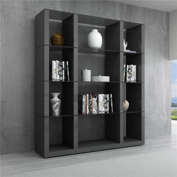 J&M Furniture 177031-G Cloud Wall Unit - High Gloss Grey - 62 x 15 x 72 in.