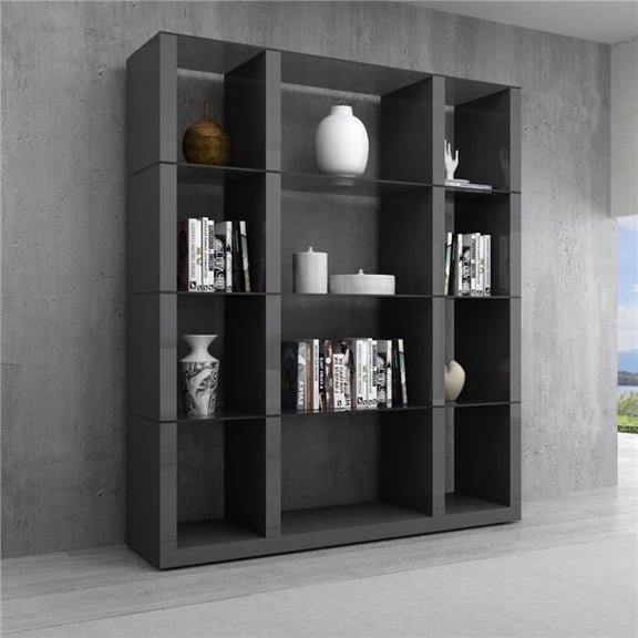 J&M Furniture 177031-G Cloud Wall Unit - High Gloss Grey - 62 x 15 x 72 in.