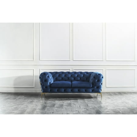 J&M Furniture Glamour Love Seat in Blue