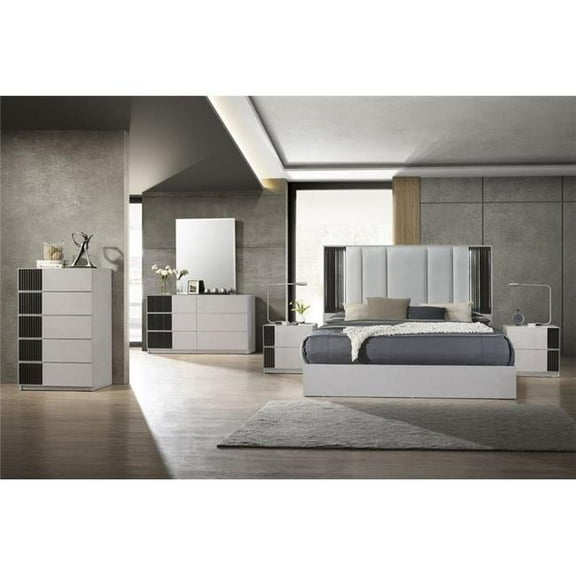 J&M Furniture 17566-Q Lucia Bed, Grey - Queen Size