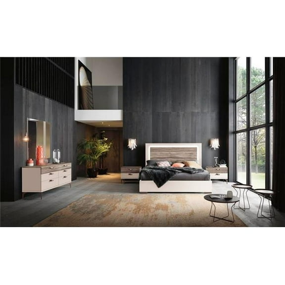 J&M Furniture 16875-K Madison Bed, Oak High Gloss - King Size