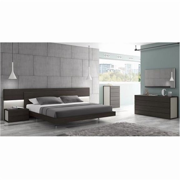 J & M Furniture 17867221-M Maia Mirror - Light grey & Wenge