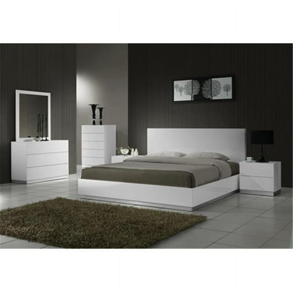 J & M Furniture Naples Twin Size Bed - White Lacquer