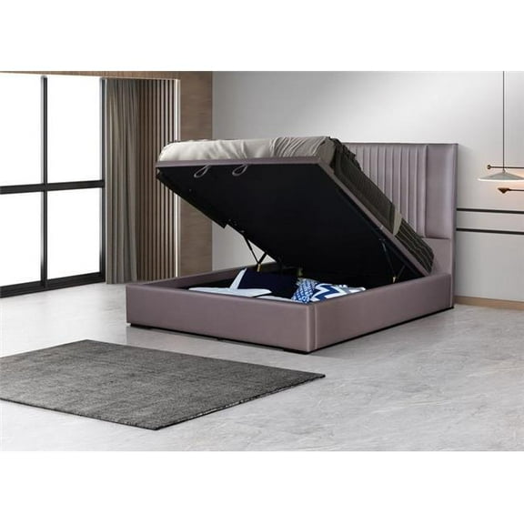 J&M Furniture 16778-Q Nara Storage Bed, Stone - Queen Size