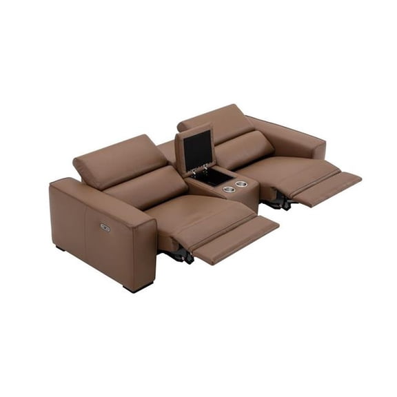 J&M Furniture 19444-L-C Picasso Loveseat with Console, Caramel