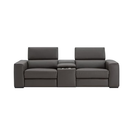 J&M Furniture 19222-L-C Picasso Loveseat with Console, Dark Grey