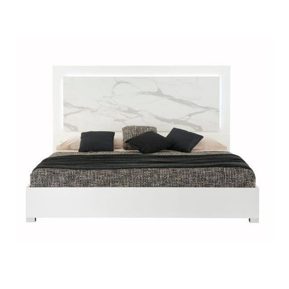 J&M Furniture 19965-Q Sonia White & Grey Bed - Queen Size