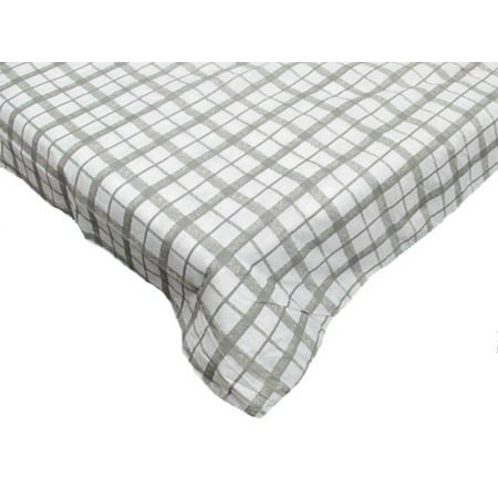 J&M Gray Plaid Vinyl Tablecloth 52x70