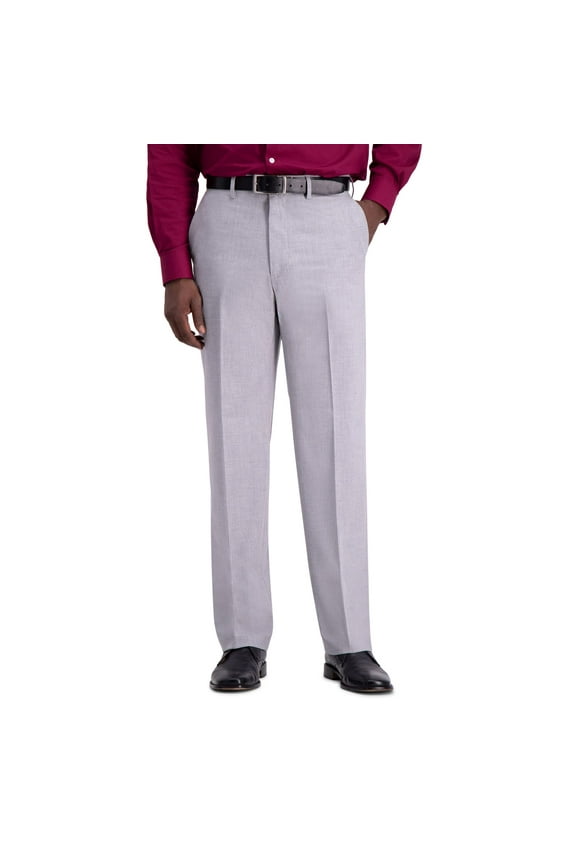J.M. Haggar Men's Classic Fit Flat Front Solid Stretch Dress Pants, Light Grey, 38W x 34L US