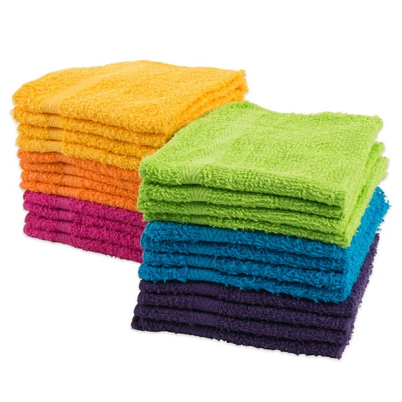 J&M Home Fashions Modern Cotton Brights Washcloths in Multi-Color (Set of 24)