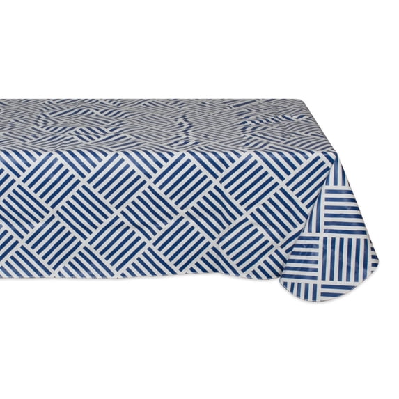 J&M Navy Grid Vinyl Tablecloth 60x102