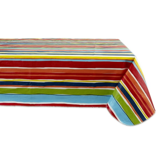 J&M Summer Stripe Vinyl Tablecloth 60x102