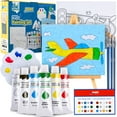 thumbnail image 1 of J MARK Kids Paint Set and Paint Easel – Acrylic Painting Kit, Safe Washable Paints, Wood Easel, 2 Pre-Stenciled Canvases 8 x 10 inches, Brushes, Palette, Color Mixing Chart Craft Supplies, 1 of 14
