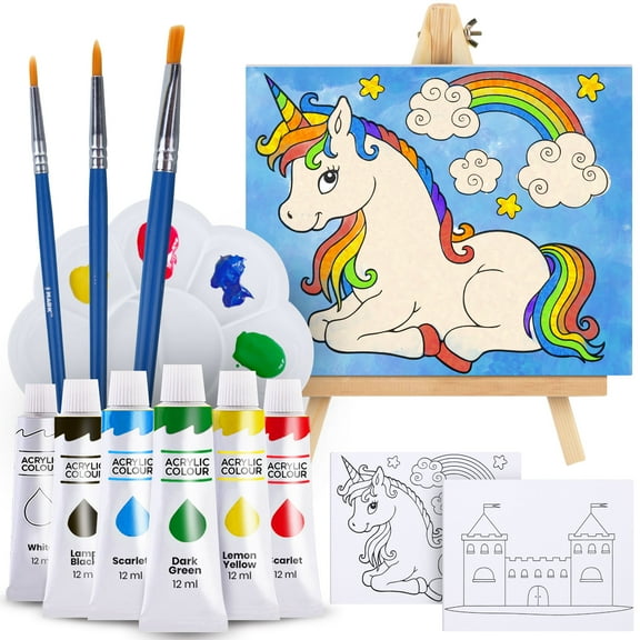 J MARK Kids Painting Set - All Inclusive Acrylic Paint Set for Kids - Safe Painting Supplies