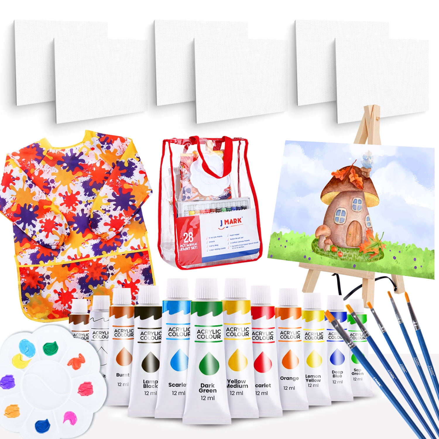 J MARK Acrylic & Watercolor Painting Kit – Complete Painting Set with  Watercolor Kit, Acrylic & Watercolor Paint Tubes, Wood Easel, Watercolor  Paper