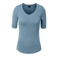 thumbnail image 1 of J. METHOD Girl's Junior Basic Casual 3/4 Elbow Half Length Sleeve Active V-Neck Uniform T-Shirt, 1 of 5
