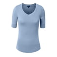 thumbnail image 1 of J. METHOD Girl's Junior Basic Casual 3/4 Elbow Half Length Sleeve Active V-Neck Uniform T-Shirt, 1 of 5