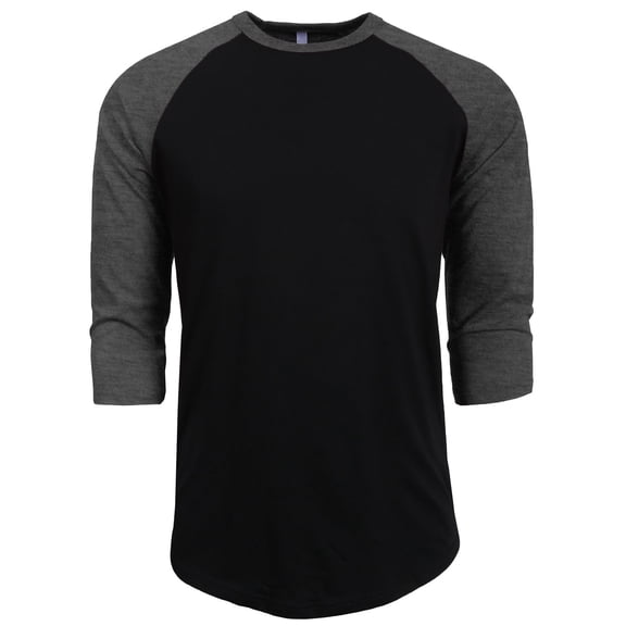 J. METHOD Men's 3/4 Sleeve Baseball Crewneck Tshirt Top Raglan Jersey T Shirt NEMT06 BLK/CHA L