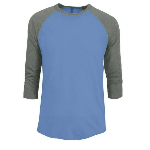 J. METHOD Men's 3/4 Sleeve Baseball Crewneck Tshirt Top Raglan Jersey T Shirt NEMT06 BLU/HGRY M