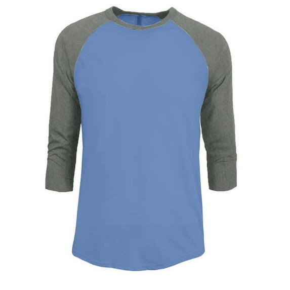 J. METHOD Men's 3/4 Sleeve Baseball Crewneck Tshirt Top Raglan Jersey T Shirt NEMT06 BLU/HGRY S
