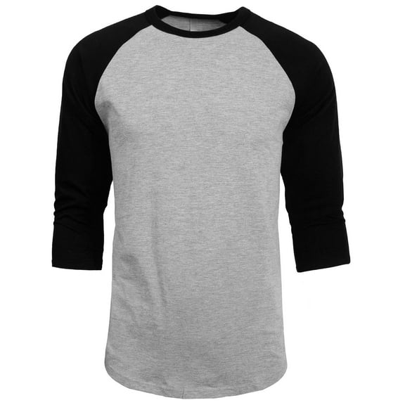 J. METHOD Men's 3/4 Sleeve Baseball Crewneck Tshirt Top Raglan Jersey T Shirt NEMT06 HGRY/BLK L