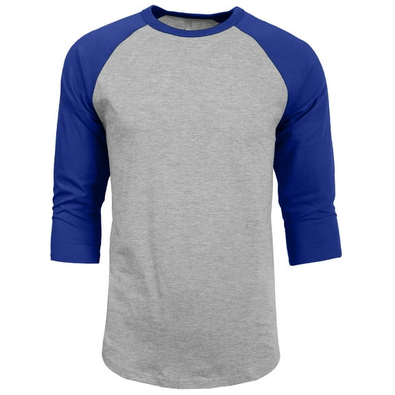 J. METHOD Men's 3/4 Sleeve Baseball Crewneck Tshirt Top Raglan Jersey T Shirt NEMT06 HGRY/ROY L