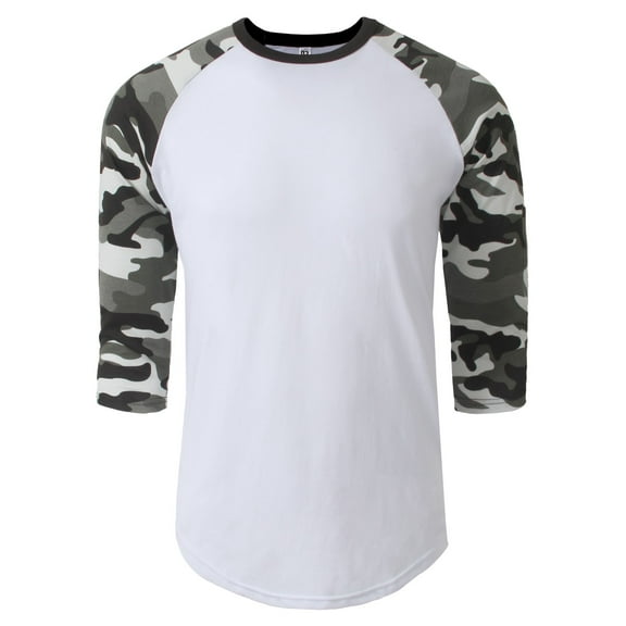 J. METHOD Men's 3/4 Sleeve Baseball Crewneck Tshirt Top Raglan Jersey T Shirt NEMT06 LTCAMO L
