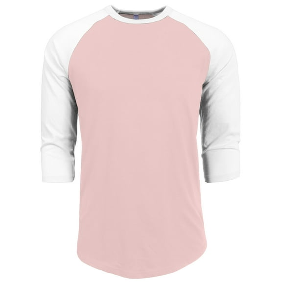 J. METHOD Men's 3/4 Sleeve Baseball Crewneck Tshirt Top Raglan Jersey T Shirt NEMT06 PNK/WHT XL
