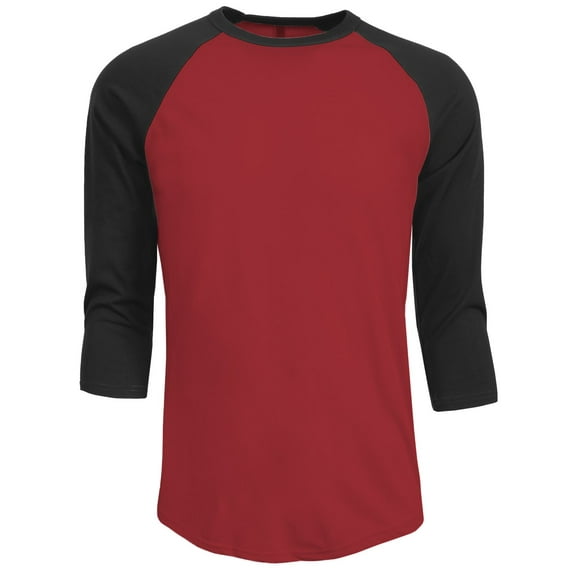 J. METHOD Men's 3/4 Sleeve Baseball Crewneck Tshirt Top Raglan Jersey T Shirt NEMT06 RED/BLK S