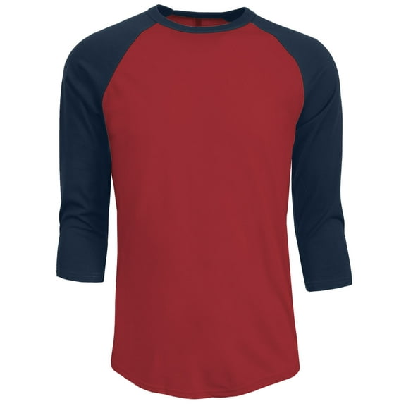 J. METHOD Men's 3/4 Sleeve Baseball Crewneck Tshirt Top Raglan Jersey T Shirt NEMT06 RED/NVY XL