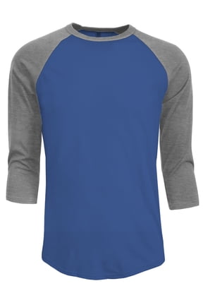 Men's 3/4 Sleeve Baseball Crewneck Tshirt Top Raglan Jersey T Shirt NEMT06 ROY/HGRY XL
