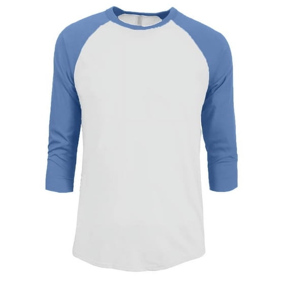 J. METHOD Men's 3/4 Sleeve Baseball Crewneck Tshirt Top Raglan Jersey T Shirt NEMT06 WHT/BLU L