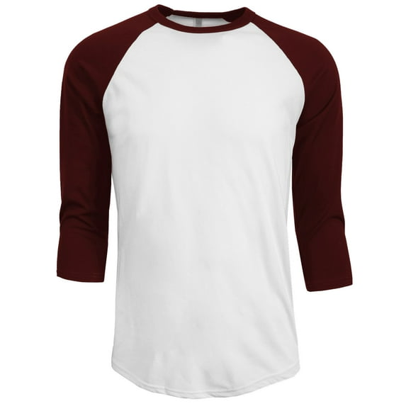 J. METHOD Men's 3/4 Sleeve Baseball Crewneck Tshirt Top Raglan Jersey T Shirt NEMT06 WHT/BUR S