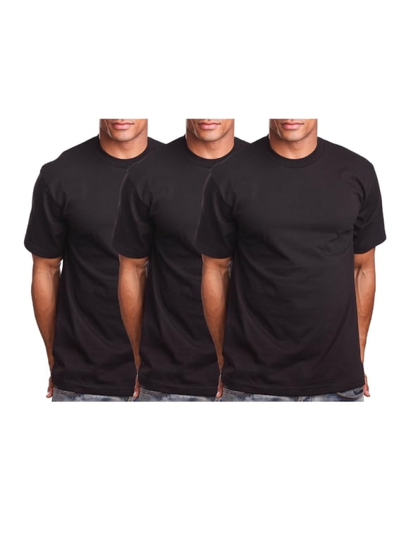 Men's Basic T Shirt 3 Pack Short Sleeve Crewneck Soft Solid Tee Casual Top Tshirt NEMT119 Black 4XL
