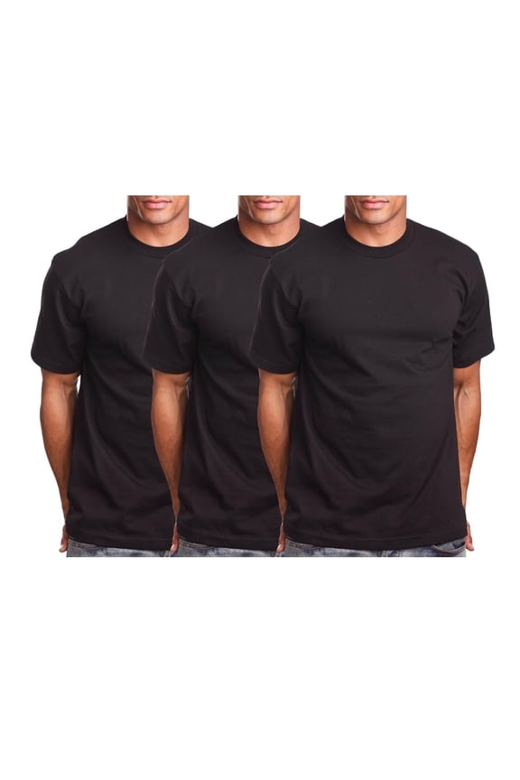 Men's Basic T Shirt  3 Pack Short Sleeve Crewneck Soft Solid Tee Casual Top Tshirt NEMT119 Black 5XL