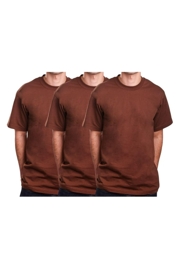 Men's Basic T Shirt  3 Pack Short Sleeve Crewneck Soft Solid Tee Casual Top Tshirt NEMT119 Brown M