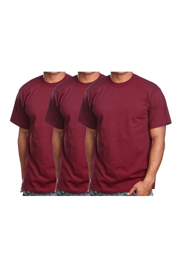 Men's Basic T Shirt  3 Pack Short Sleeve Crewneck Soft Solid Tee Casual Top Tshirt NEMT119 Burgundy L