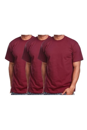 Men's Basic T Shirt 3 Pack Short Sleeve Crewneck Soft Solid Tee Casual Top Tshirt NEMT119 Burgundy S