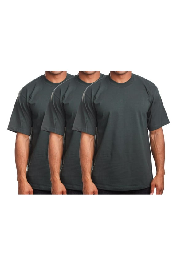 Men's Basic T Shirt 3 Pack Short Sleeve Crewneck Soft Solid Tee Casual Top Tshirt NEMT119 Dk Green M