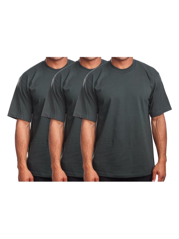 Men's Basic T Shirt 3 Pack Short Sleeve Crewneck Soft Solid Tee Casual Top Tshirt NEMT119 Dk Green XL