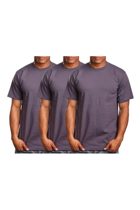 Men's Basic T Shirt  3 Pack Short Sleeve Crewneck Soft Solid Tee Casual Top Tshirt NEMT119 Dk Grey L