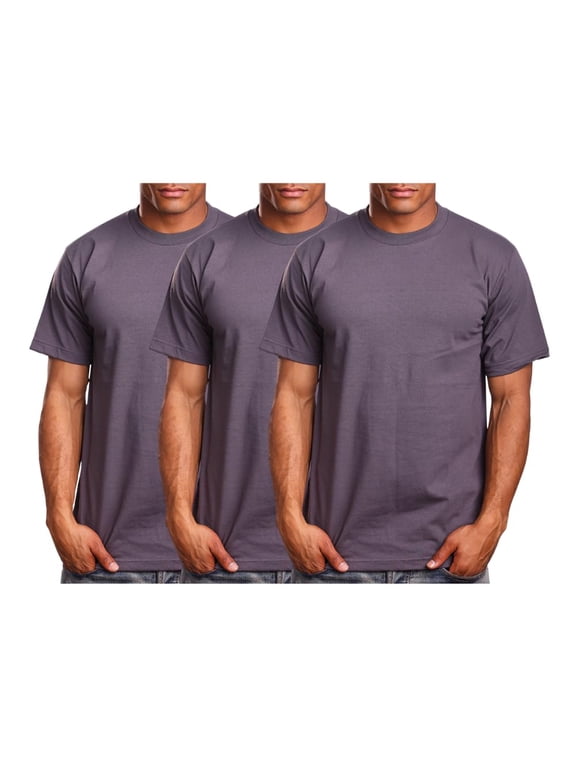Men's Basic T Shirt 3 Pack Short Sleeve Crewneck Soft Solid Tee Casual Top Tshirt NEMT119 Dk Grey L