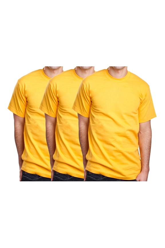 Men's Basic T Shirt  3 Pack Short Sleeve Crewneck Soft Solid Tee Casual Top Tshirt NEMT119 Gold 3XL
