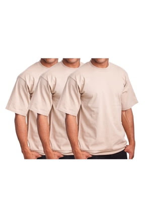 Men's Basic T Shirt 3 Pack Short Sleeve Crewneck Soft Solid Tee Casual Top Tshirt NEMT119 Khaki S