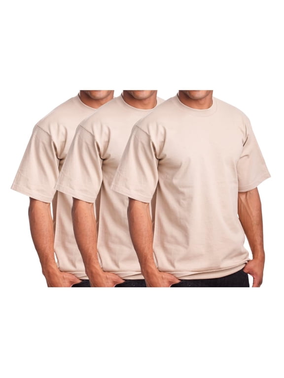 Men's Basic T Shirt 3 Pack Short Sleeve Crewneck Soft Solid Tee Casual Top Tshirt NEMT119 Khaki XL