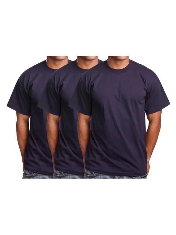Men's Basic T Shirt 3 Pack Short Sleeve Crewneck Soft Solid Tee Casual Top Tshirt NEMT119 Navy 3XL
