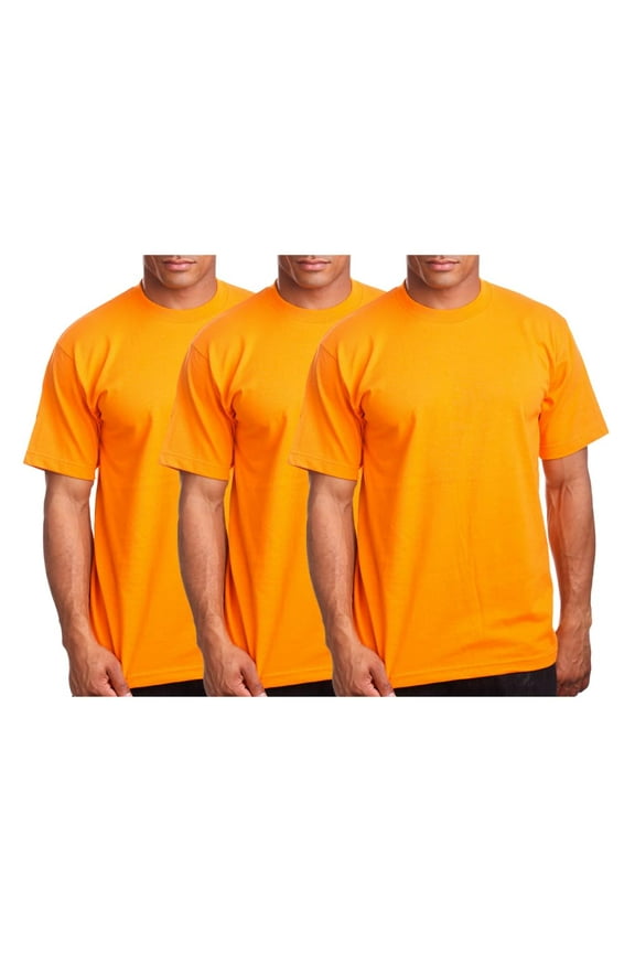 Men's Basic T Shirt  3 Pack Short Sleeve Crewneck Soft Solid Tee Casual Top Tshirt NEMT119 Orange L
