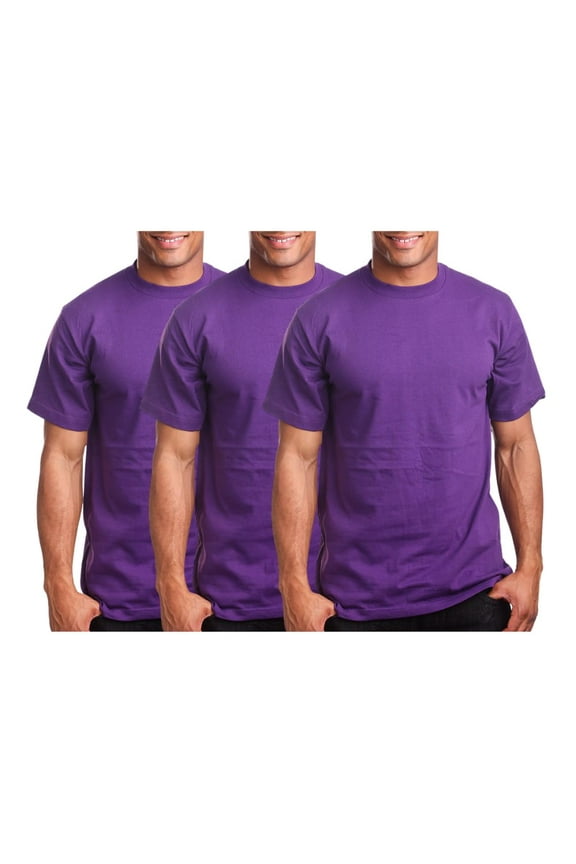 Men's Basic T Shirt  3 Pack Short Sleeve Crewneck Soft Solid Tee Casual Top Tshirt NEMT119 Purple 3XL