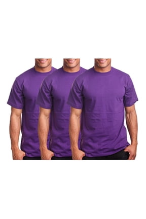 Men's Basic T Shirt 3 Pack Short Sleeve Crewneck Soft Solid Tee Casual Top Tshirt NEMT119 Purple S